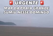 Mar “some” e impressiona turistas em Praia Grande