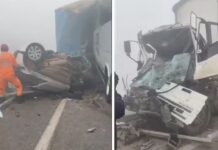 Engavetamento envolvendo cerca de 14 veículos deixa uma vítima fatal